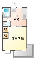 中吉野町 マンション 1DK間取り図