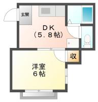 南田宮 アパート 1DK間取り図