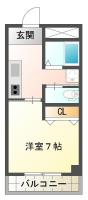 八万町内浜 マンション 1K間取り図
