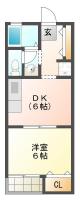 北島田町 アパート 1DK間取り図
