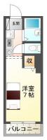 南佐古七番町 マンション 1K間取り図