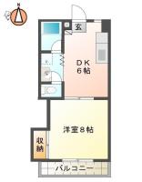 北田宮 アパート 1DK間取り図