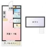 南田宮 マンション 1R間取り図