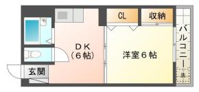 名東町 マンション 1DK間取り図