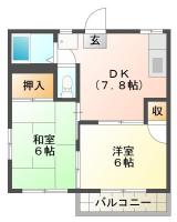 南佐古四番町 アパート 2DK間取り図