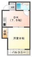 佐古三番町 マンション 1DK間取り図