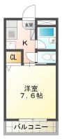 南庄町 マンション 1K間取り図