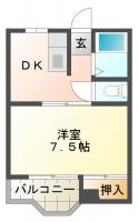 佐古七番町 マンション 1DK間取り図