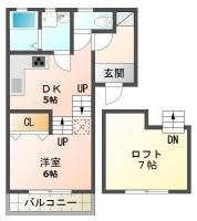 北矢三町 アパート 1LDK間取り図
