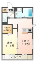 南二軒屋町2丁目 アパート 1LDK間取り図