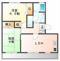 北田宮 マンション 2LDK間取り図