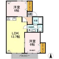 南沖洲 アパート 2LDK間取り図