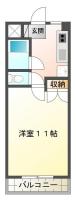 中常三島町 アパート 1K間取り図