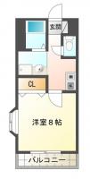 沖浜町 マンション 1K間取り図