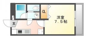 昭和町 マンション 1K間取り図