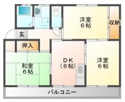 春日 マンション 3DK間取り図