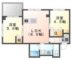 ピースコウセイ北佐古 B棟 303間取り図