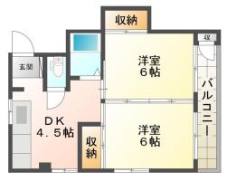住吉 マンション 2DK間取り図