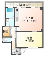 南佐古1番町 マンション 1LDK間取り図