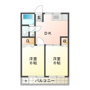 中吉野町 アパート 2DK Aの間取り図