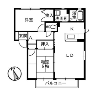 名東町 アパート 2LDK 102の間取り図
