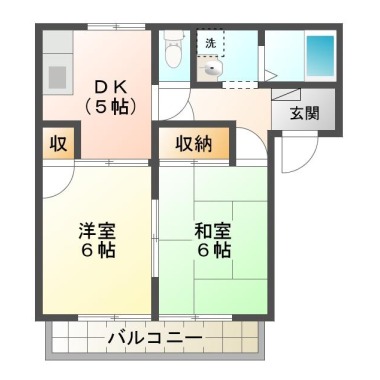 新浜本町 アパート 2DK A102の間取り図