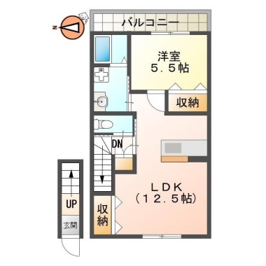 国府町和田字西ノ宮 アパート 1LDK 201の間取り図