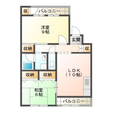 北田宮 マンション 2LDK 402の間取り図