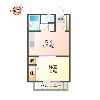 北島田町 アパート 1DK A106の間取り図