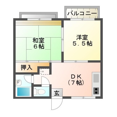 北田宮 アパート 2DK 201の間取り図