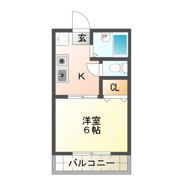 吉野本町 アパート 1K 102の間取り図