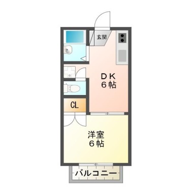 中吉野町 アパート 1DK 204の間取り図