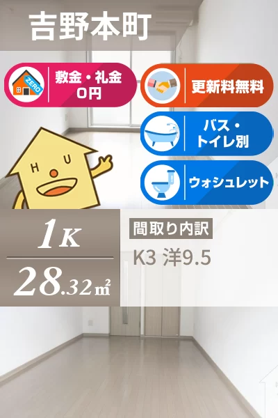 吉野本町 マンション 1K 205のお部屋の特徴