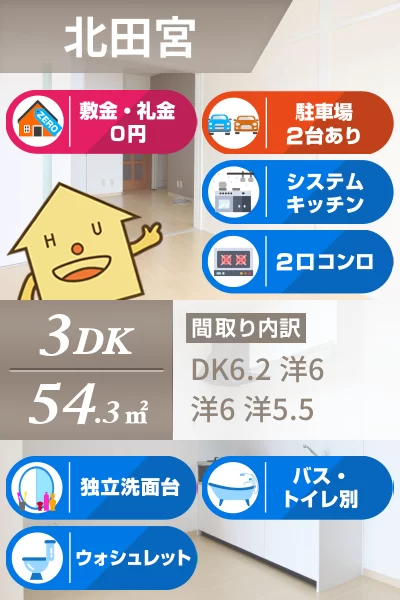 北田宮 マンション 3DK 201のお部屋の特徴