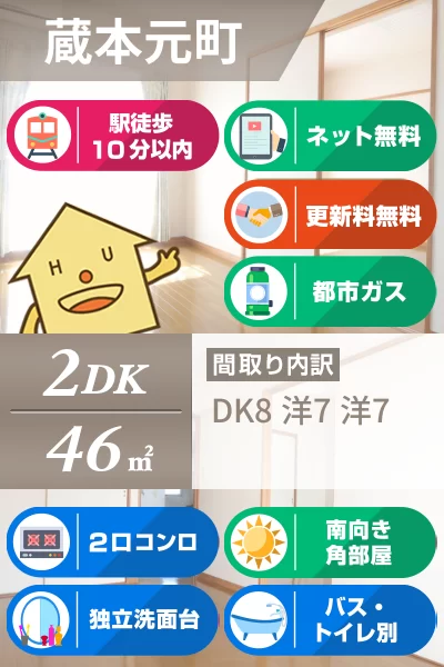 蔵本元町 マンション 2DK 31のお部屋の特徴