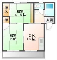 蔵本元町 アパート 2DK 102間取り図