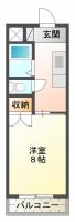 南田宮 マンション 1DK 202間取り図