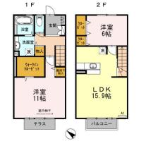クウラージュI棟 2間取り図