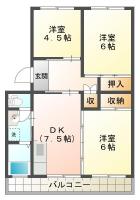 上助任町天神 マンション 3DK 1号202間取り図