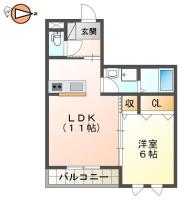 蔵本元町 マンション 1LDK 201間取り図
