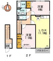 コスモスクエアA,B棟 B202間取り図
