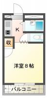 蔵本元町 アパート 1K 202間取り図