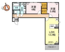 (仮)D-room南佐古八番町 203間取り図