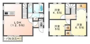南佐古五番町 一戸建て 3LDK 東間取り図