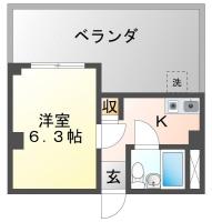 徳島町3丁目 マンション 1K 601間取り図