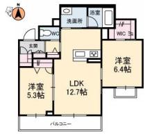 ベレオ昭和 B棟 107間取り図