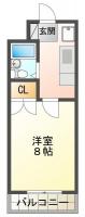南田宮 マンション 1K 202間取り図