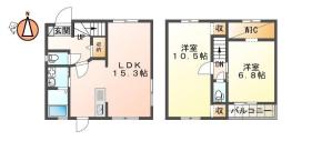 国府町早淵 一戸建て 2LDK II間取り図