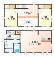 南昭和町 一戸建て 2LDK 北棟間取り図
