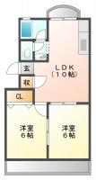 出来島本町 マンション 2LDK 3D間取り図